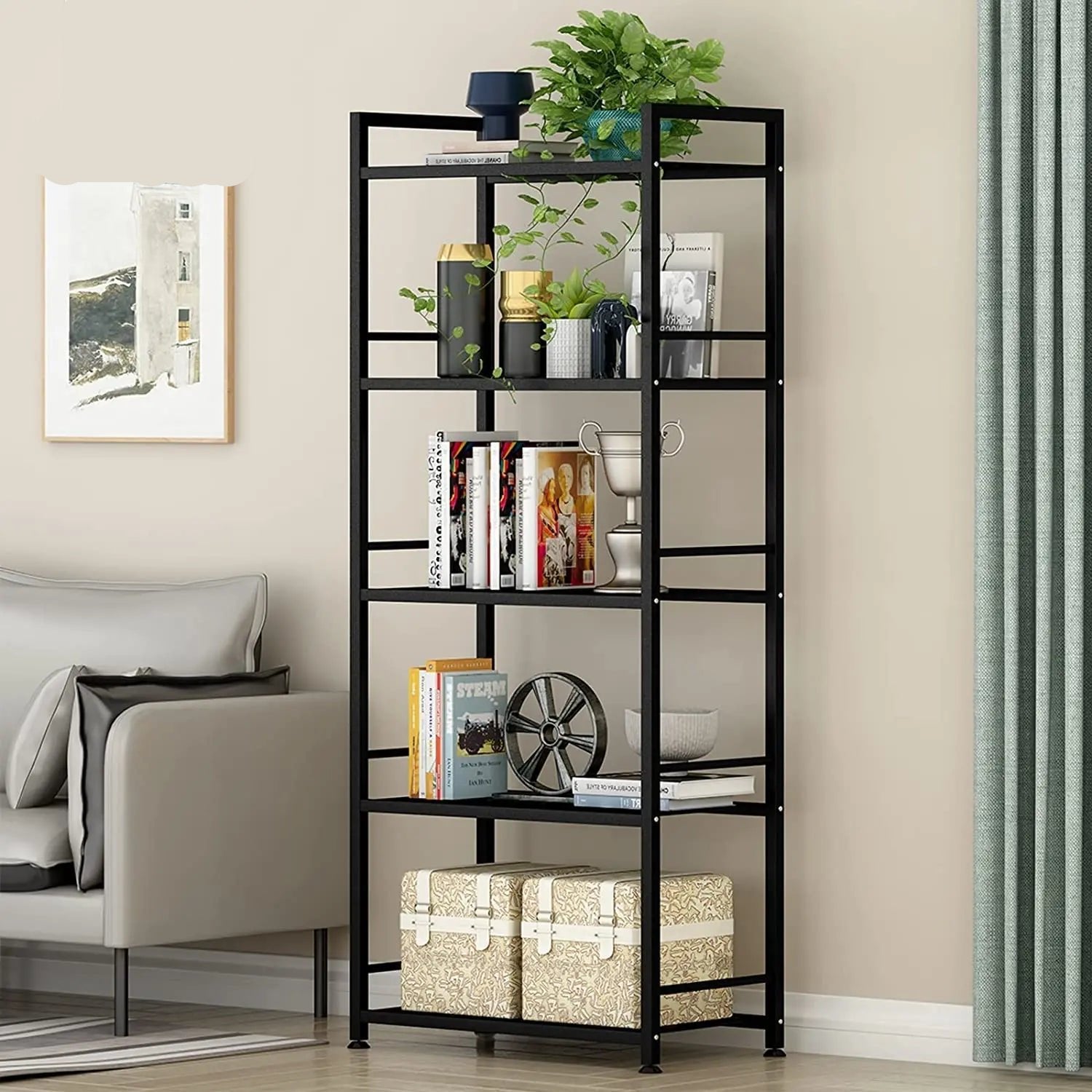 5-Tier Black Metal Shelving Unit Genesissocks