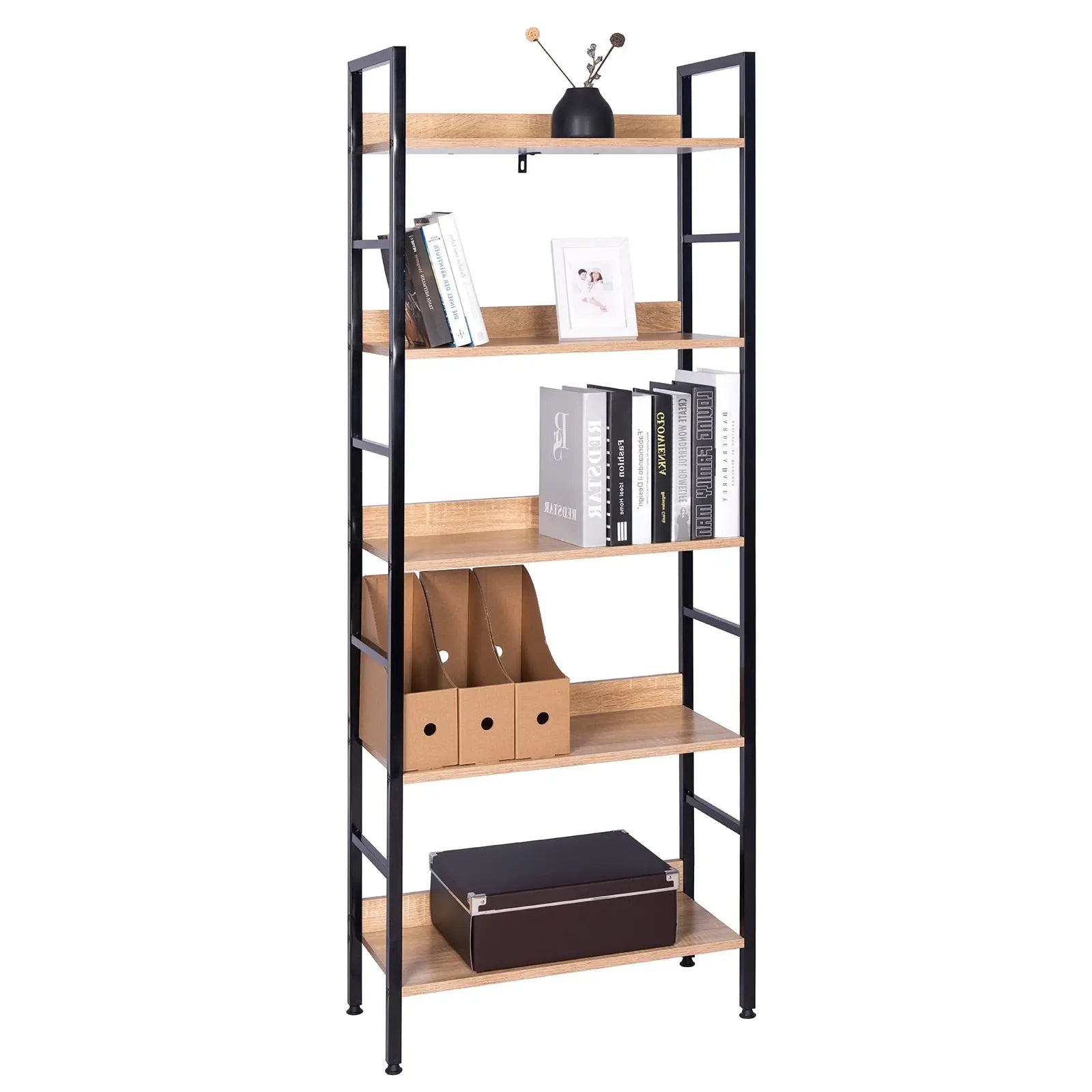 5-Tier Tall Wooden Shelving Unit Genesissocks