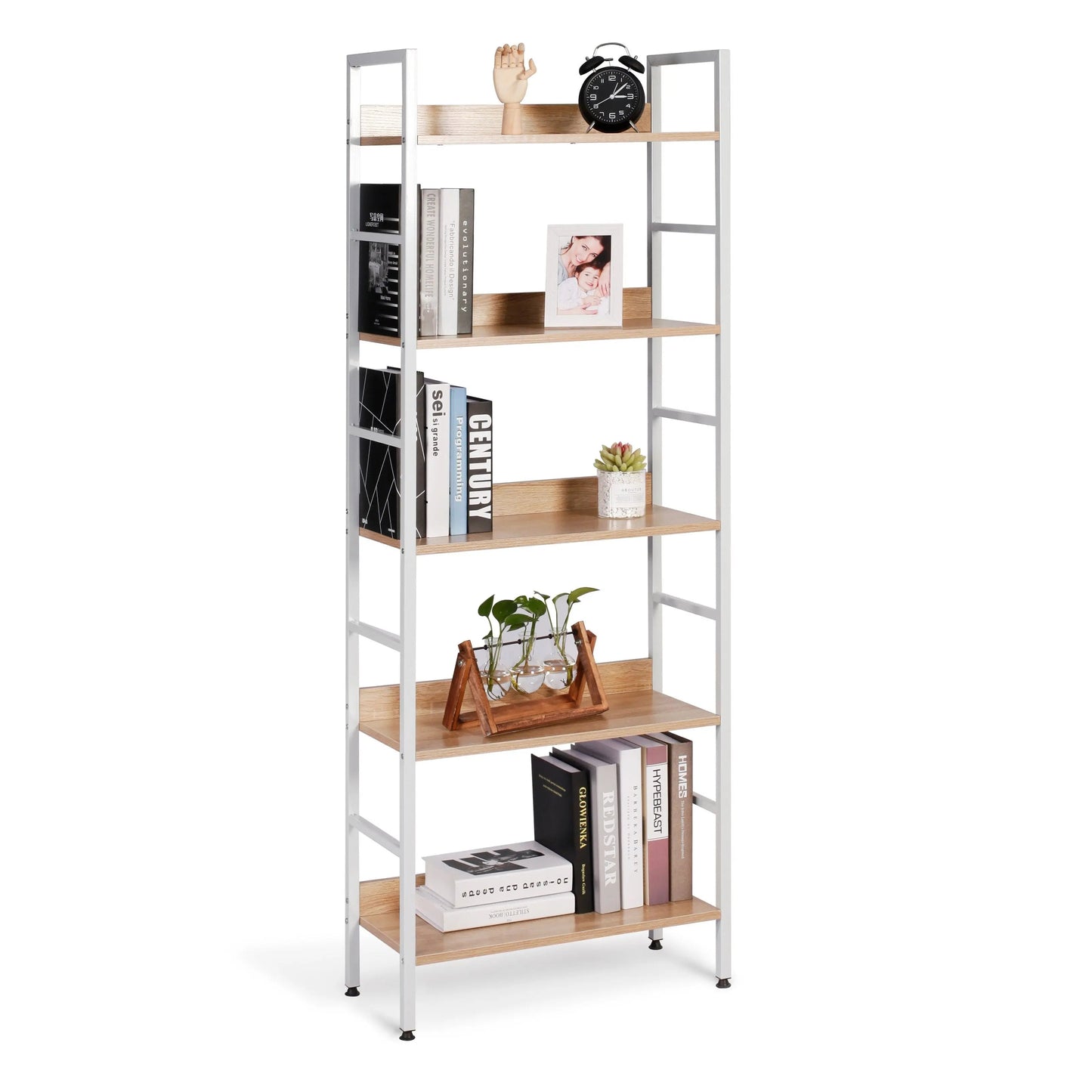 5-Tier Tall Wooden Shelving Unit Genesissocks