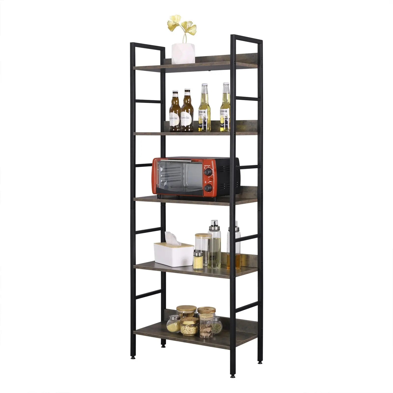 5-Tier Tall Wooden Shelving Unit Genesissocks