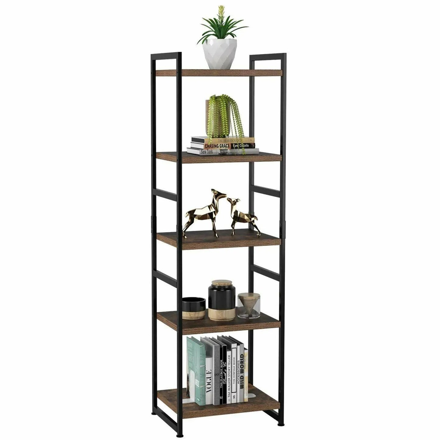 5-Tier Wooden and Metal Shelving Unit Genesissocks