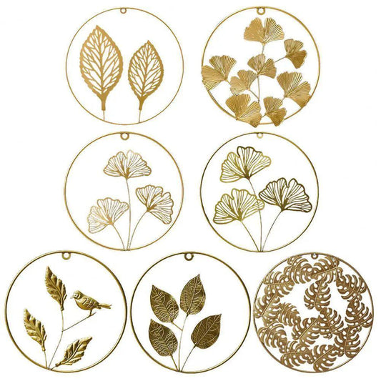 Metal Leaf Wall Art Genesissocks - Round Gold-