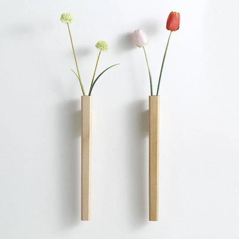 Wood Wall flower Vase Genesissocks Home decoration-Beech 1 piece-41cmx3.6cm-